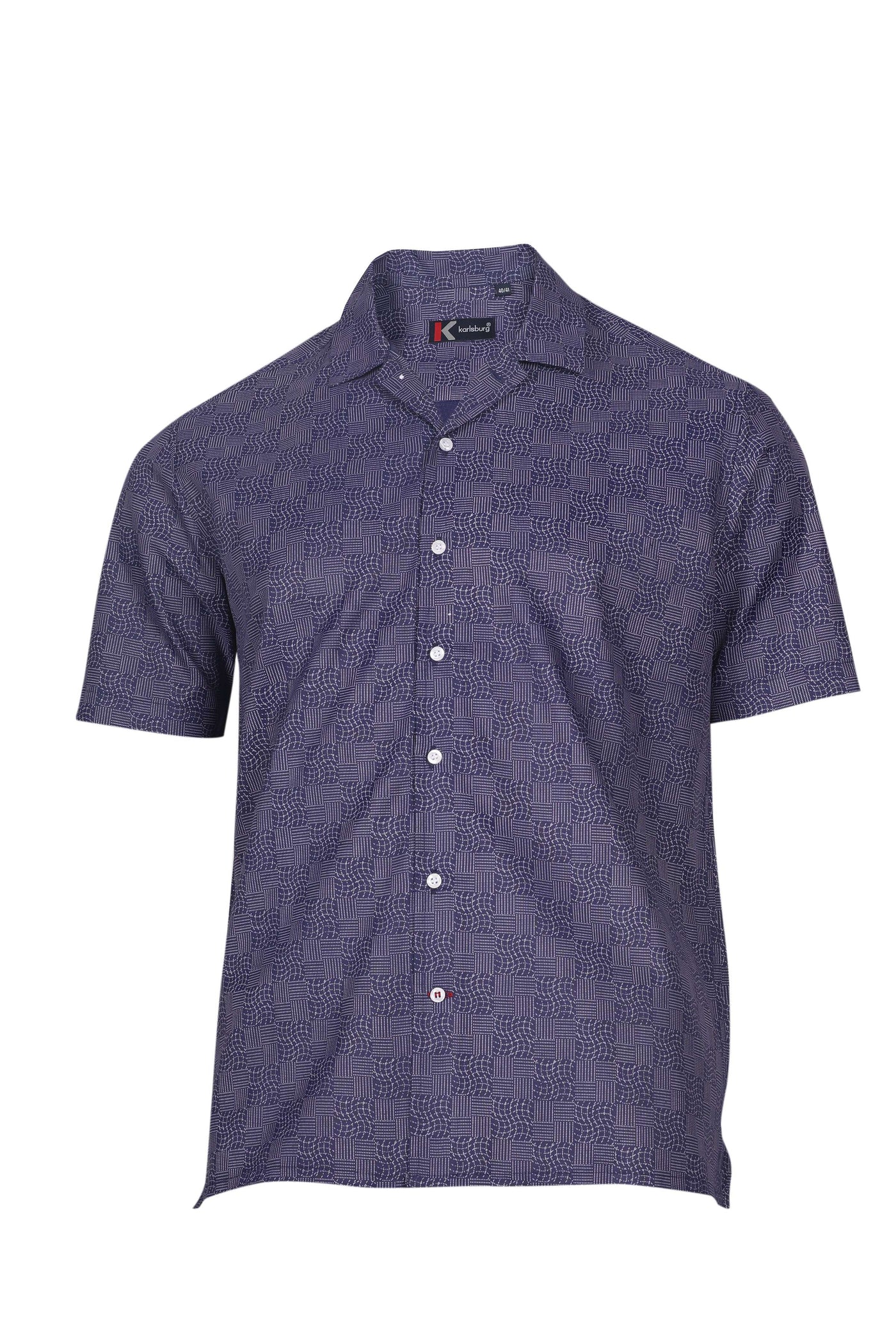 Navy Geometric Printed Regular Fit Shirt