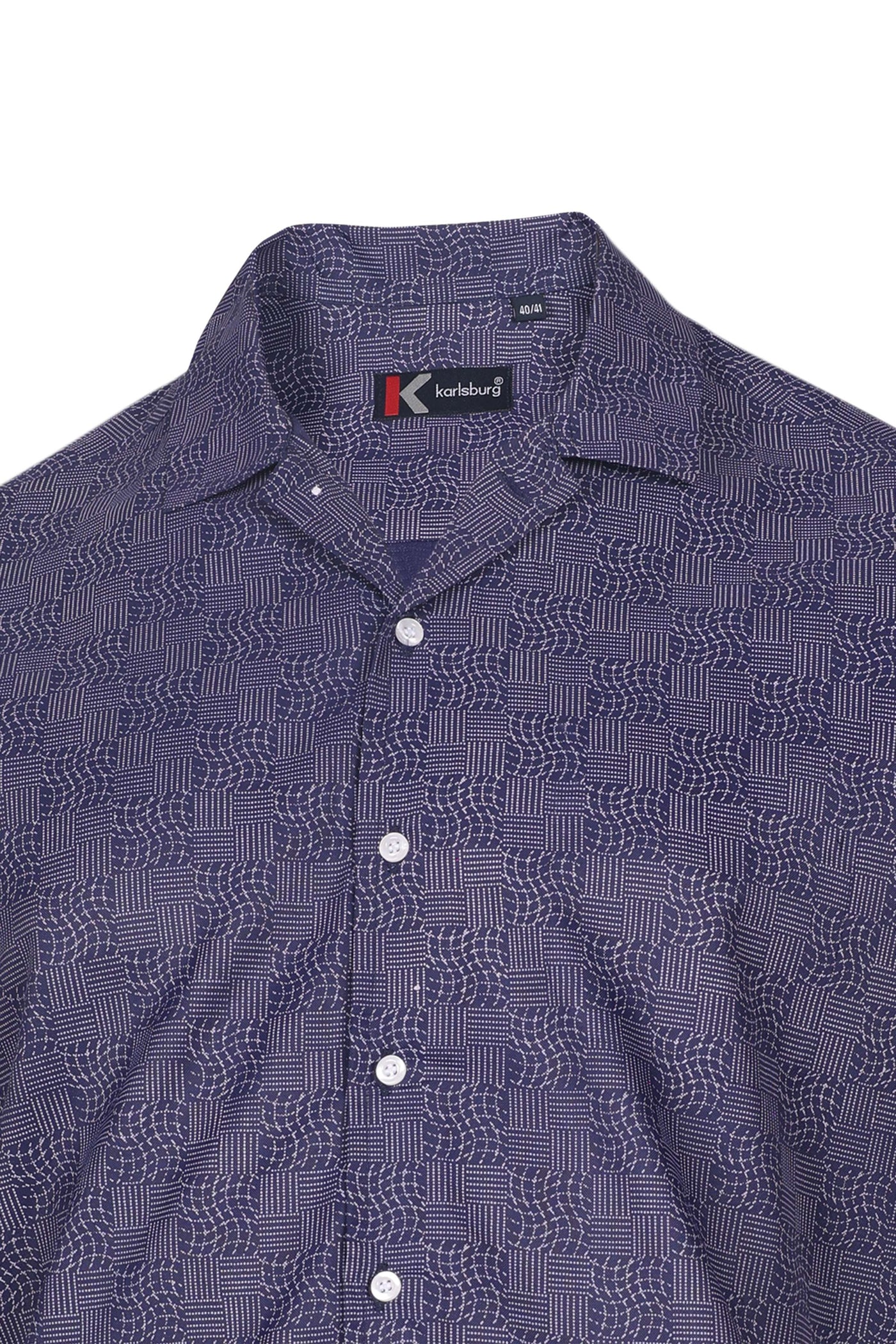 Navy Geometric Printed Regular Fit Shirt