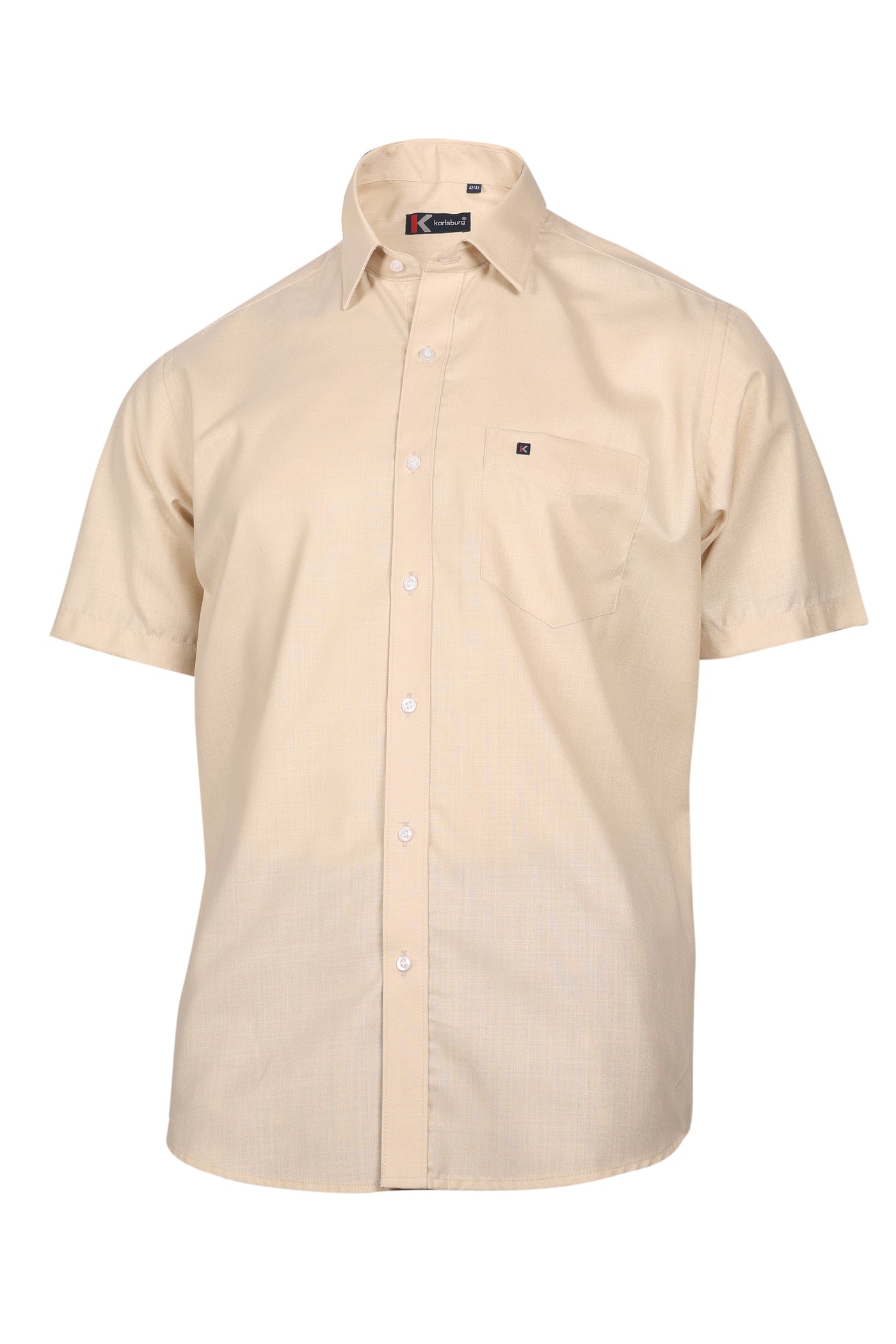 Beige Solid Regular Fit Shirt