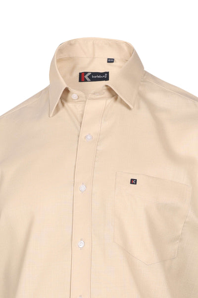 Beige Solid Regular Fit Shirt