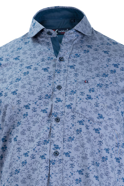Men's Gray Floral Printed Shirt