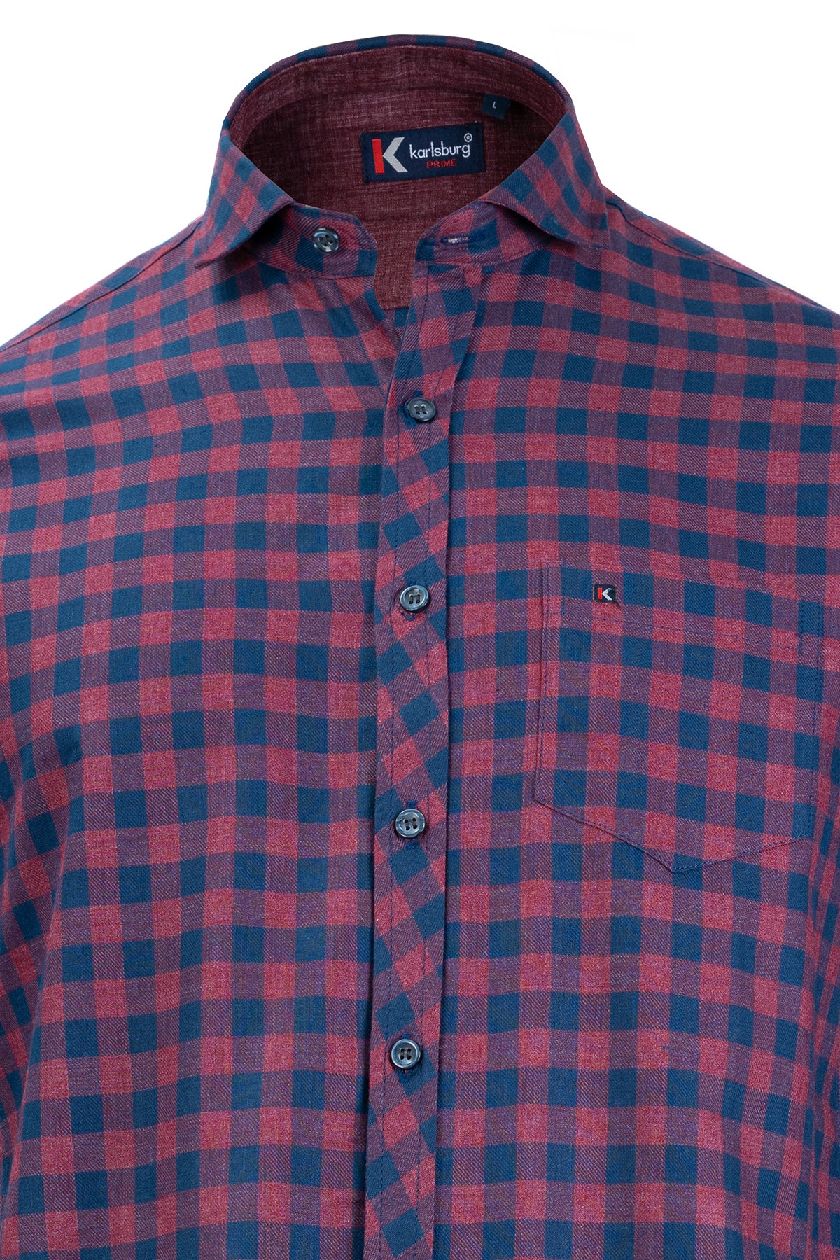 Men's Maroon & Blue Checked Shirt