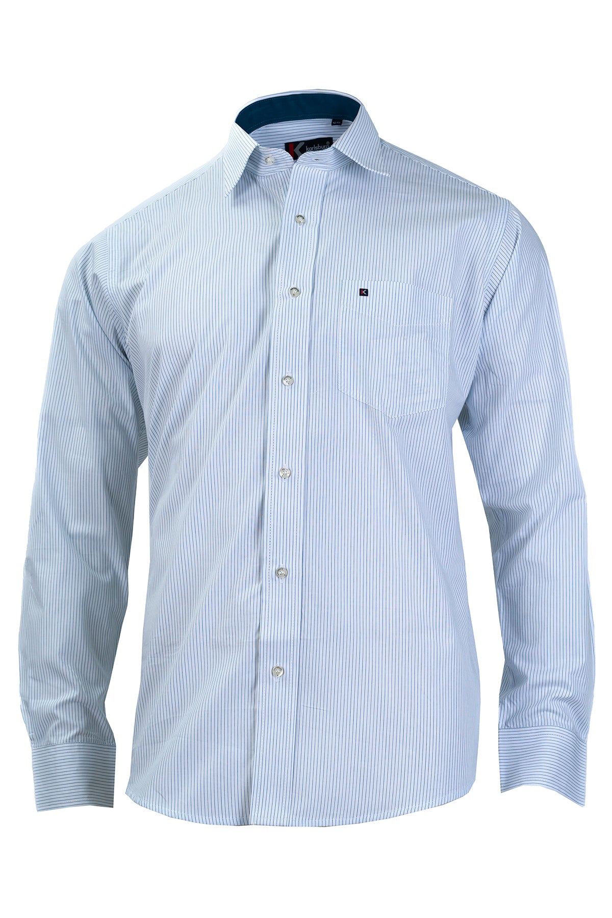 Men's Blue White Striped Slim Fit Shirt