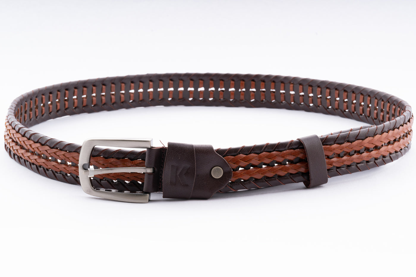 Classic Brown and Black Leather Belt