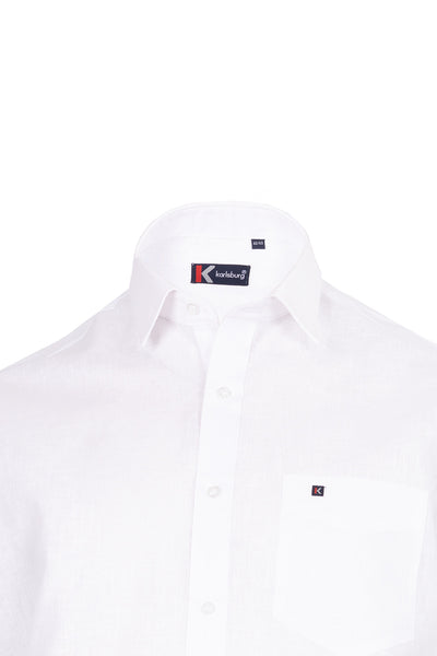 Men's Pure White Linen Shirt