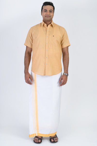 Combo Men's Premium Cotton Dhoti with Sandle Shirt