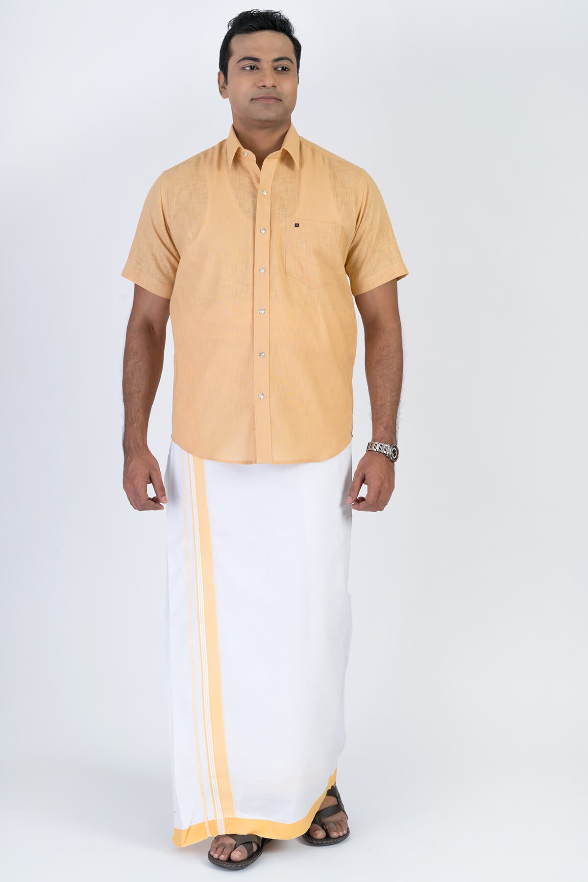Men's Premium Cotton Dhoti with Sandle Elegant Border
