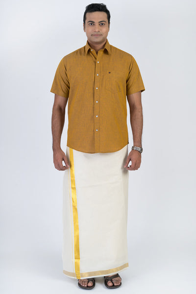 Men's Premium Cotton Dhoti with Kasavu Elegant Border