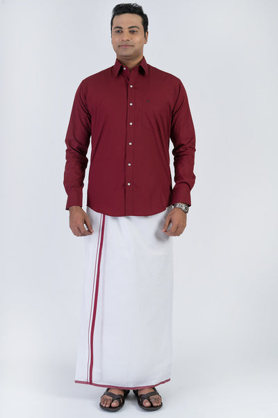 Men's Premium Cotton Dhoti with Brick Elegant Border