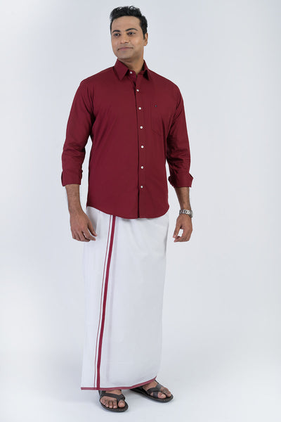 Men's Premium Cotton Dhoti with Brick Elegant Border