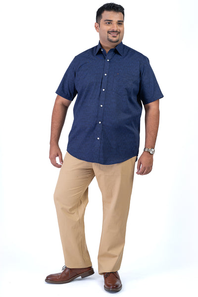 Men's  Navy Blue  Plus Size Shirt