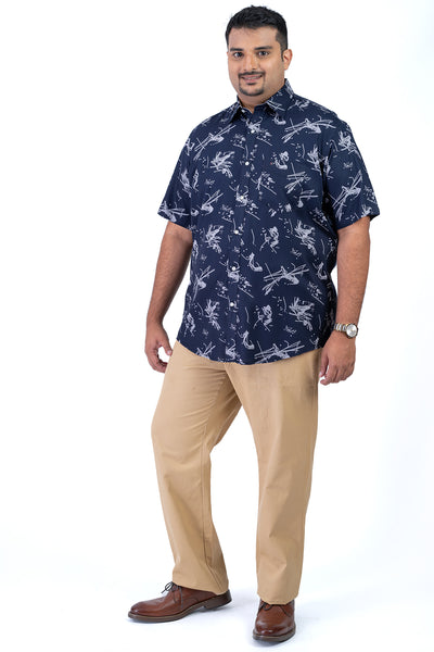 Men's Navy Grey  Plus Size Shirt