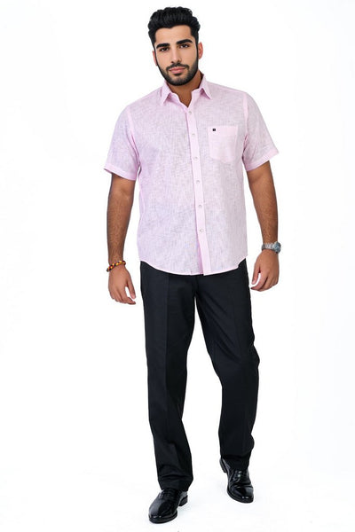 Men's Pink Cotton Linen Shirt