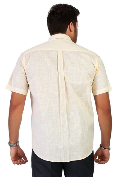 Mens Light Yellow Cotton Linen Shirt