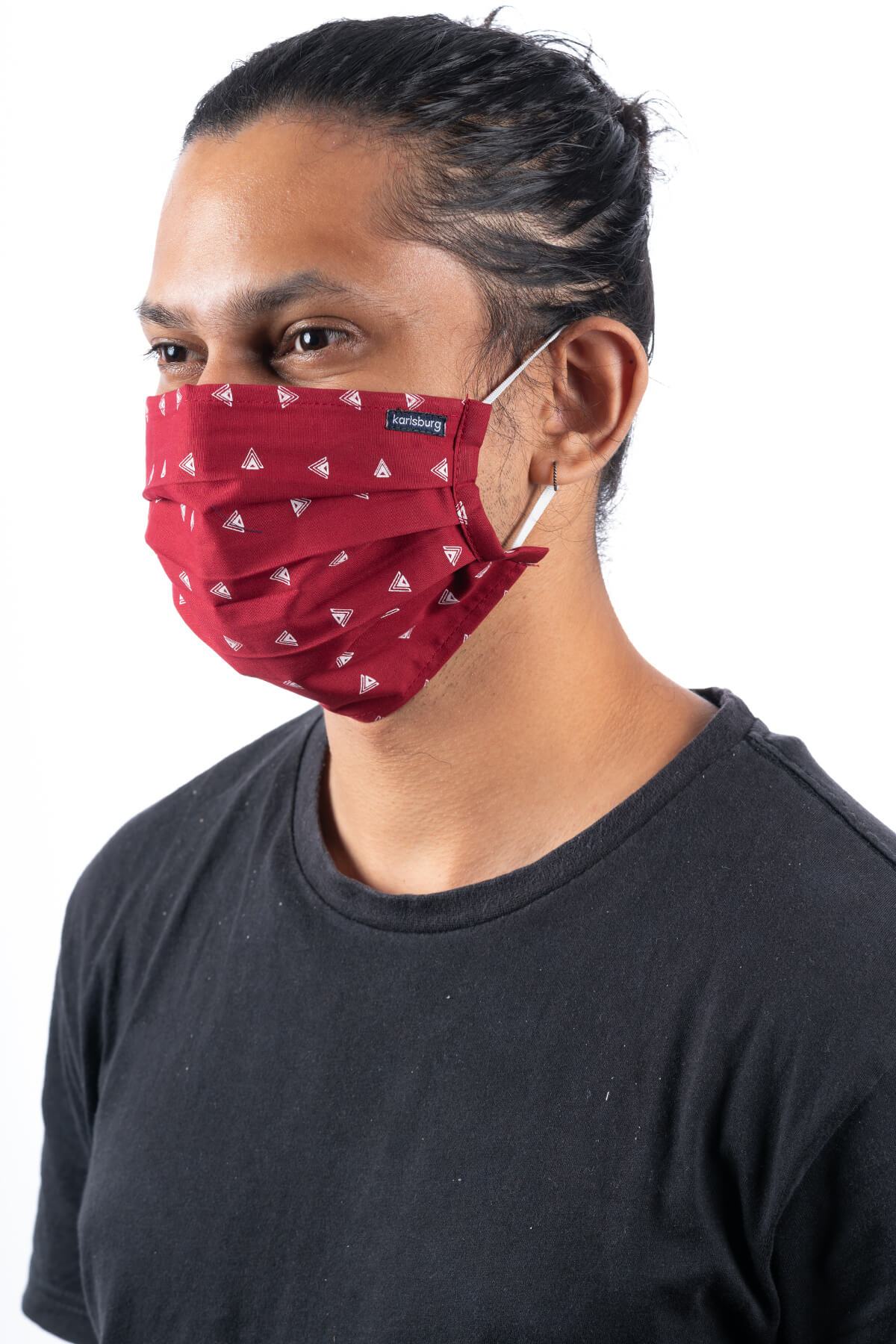 Maroon and White Adult Face Mask - Pack of 10