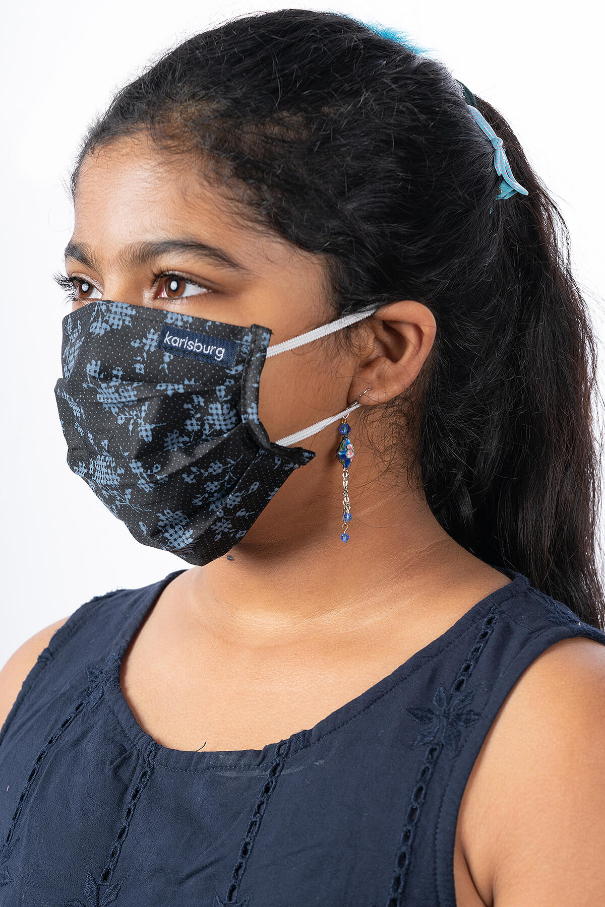 Black and Blue Junior Face Mask - Pack of 10