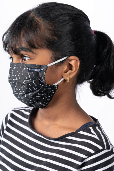 Black and White Kids Face Mask - Pack of 10