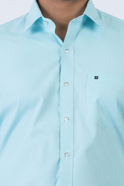 Mens White Green Slim Fit Shirt