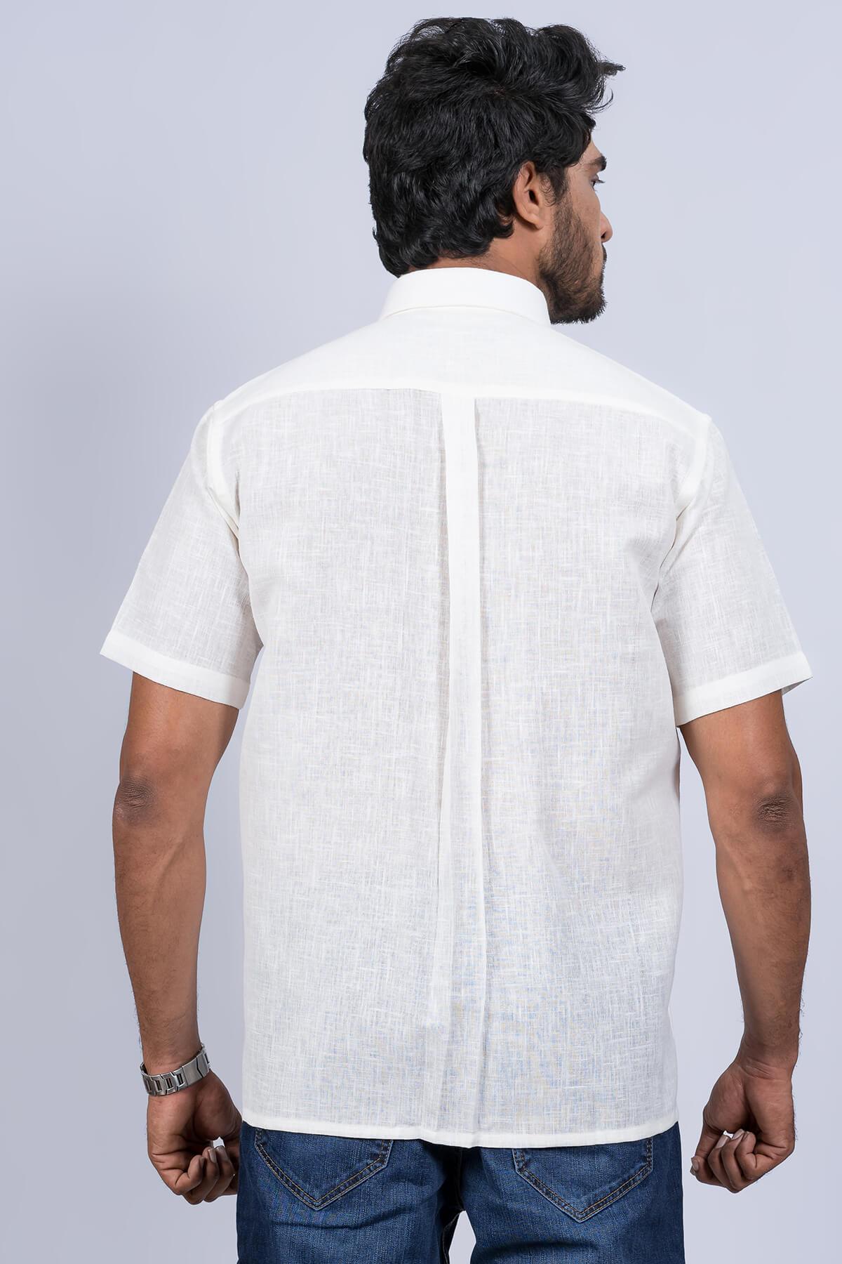 Mens Off White Regular Fit Shirt