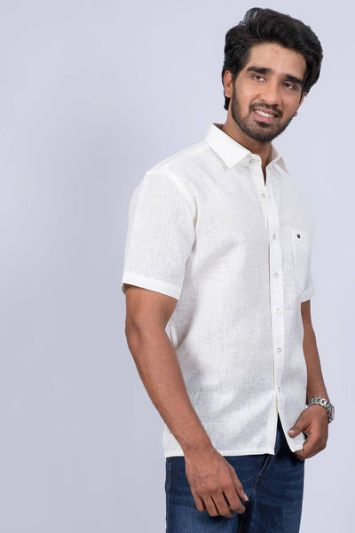 Mens Off White Regular Fit Shirt