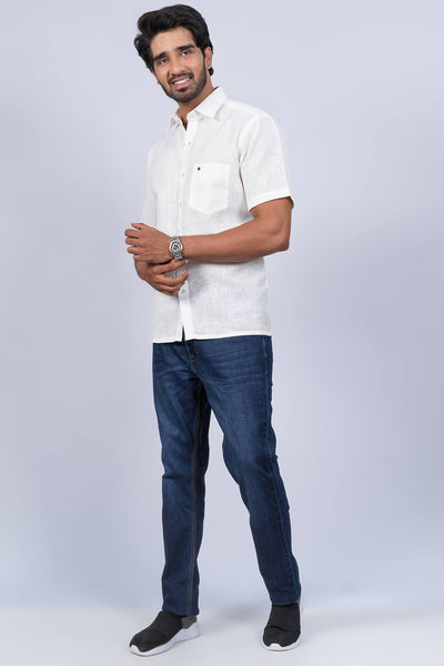Mens Off White Regular Fit Shirt
