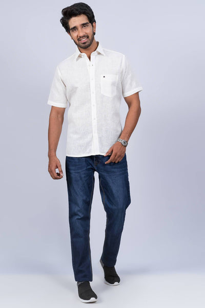 Mens Off White Regular Fit Shirt