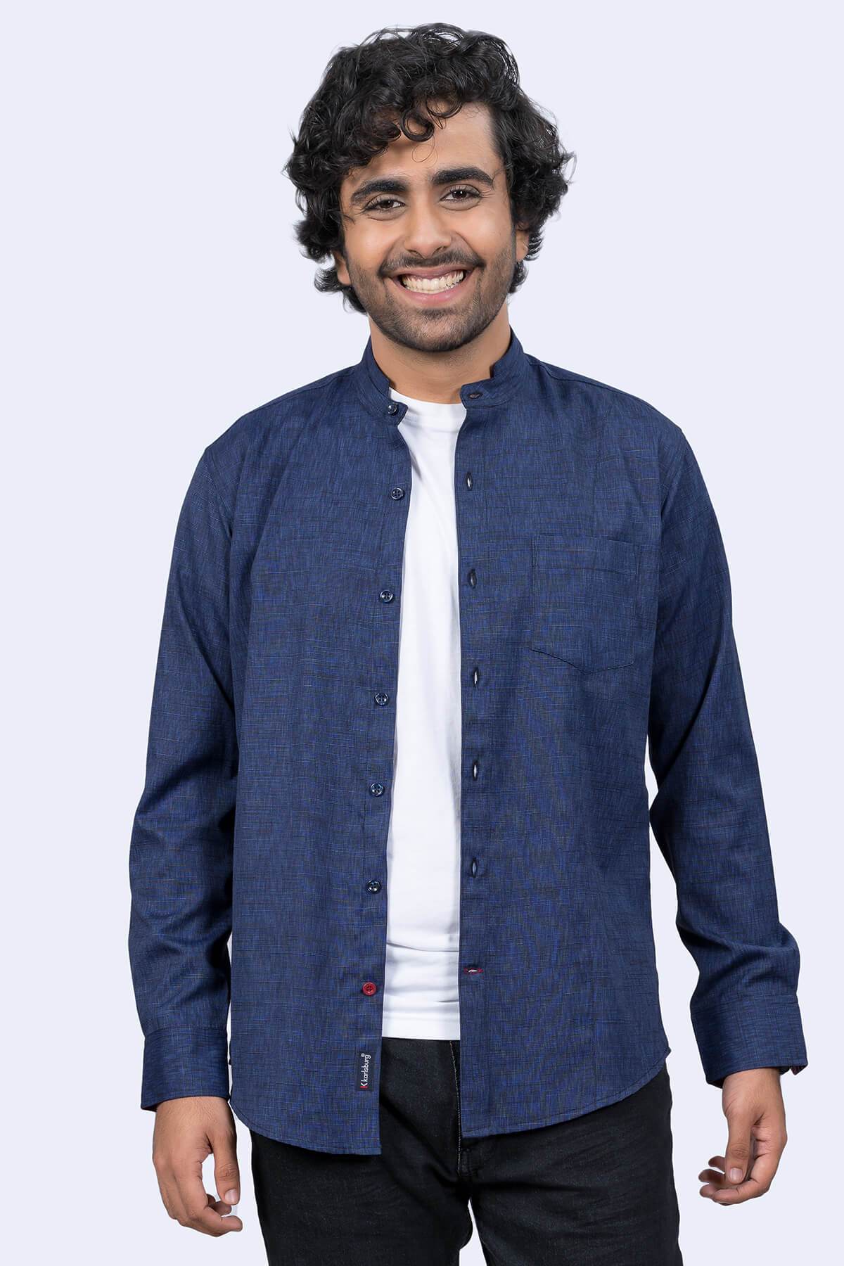 Mens Navy Slim Fit Shirt