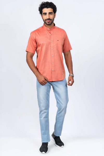 Mens Light Orange Regular Fit Shirt