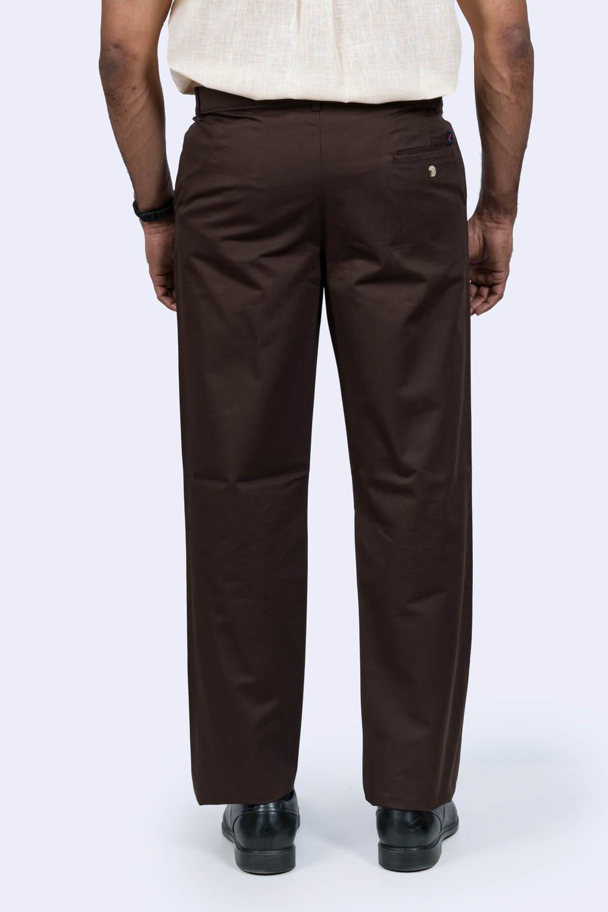 Mens Coffee Cotton Trousers