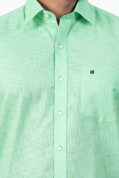 Mens Light Green Regular Fit Shirt