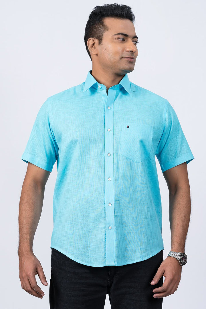Mens Turquoise Regular Fit Shirt