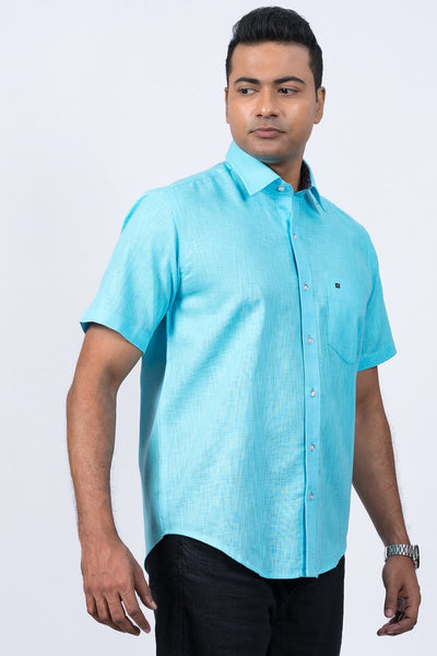 Mens Turquoise Regular Fit Shirt