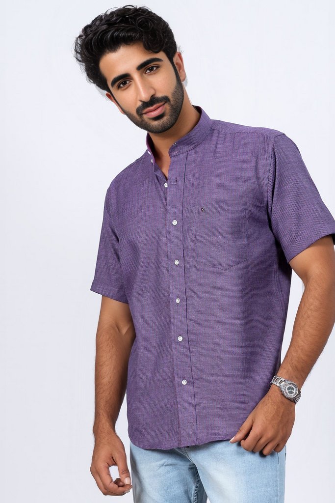 Mens Purple Regular Fit Shirt
