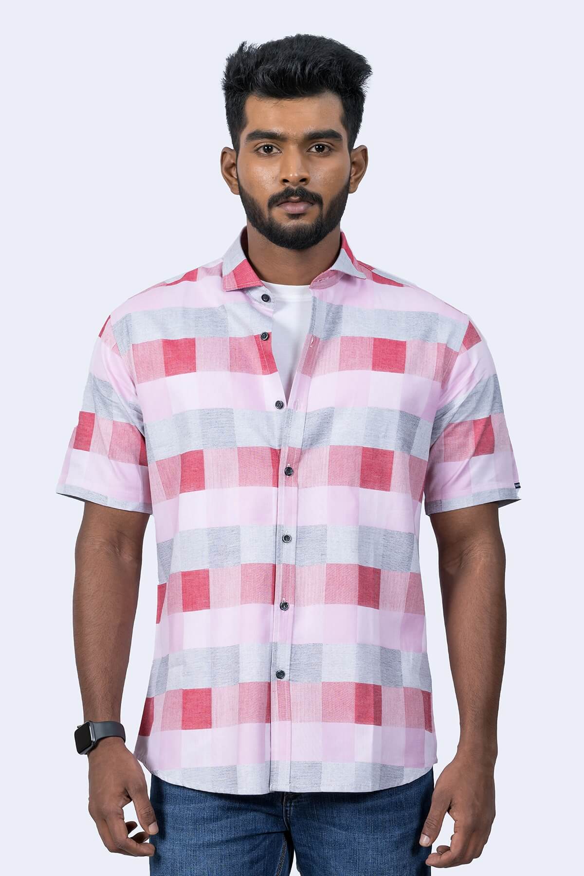 Mens Pink Cotton Shirt