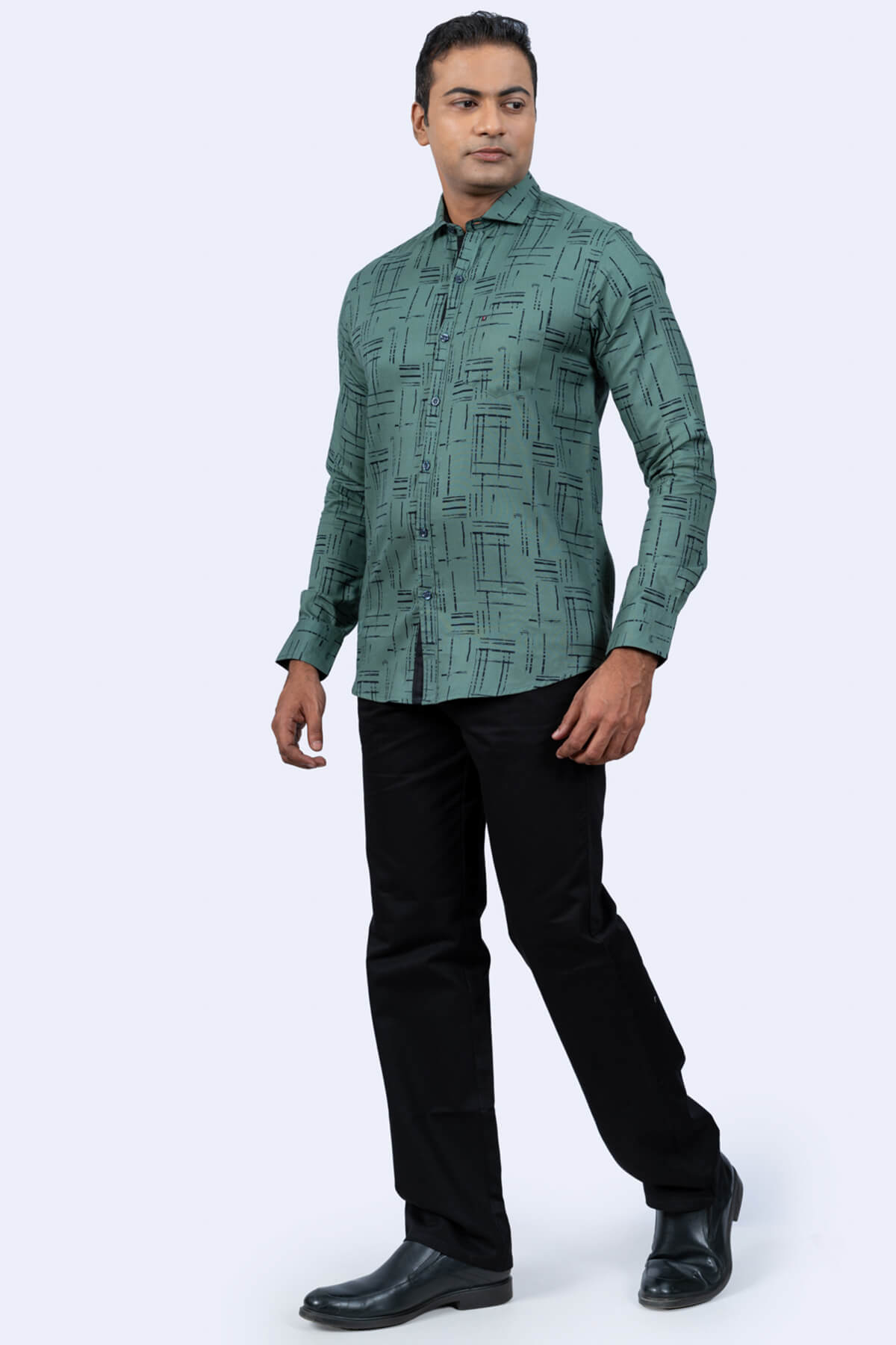 Mens Green Cotton Shirt