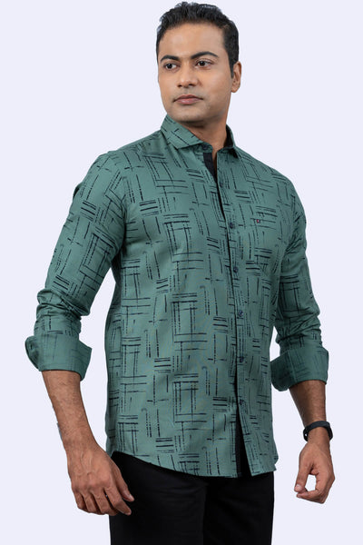 Mens Green Cotton Shirt