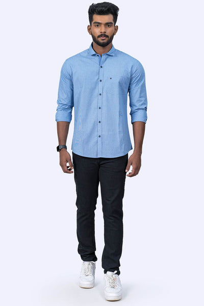 Mens Blue Cotton Shirt