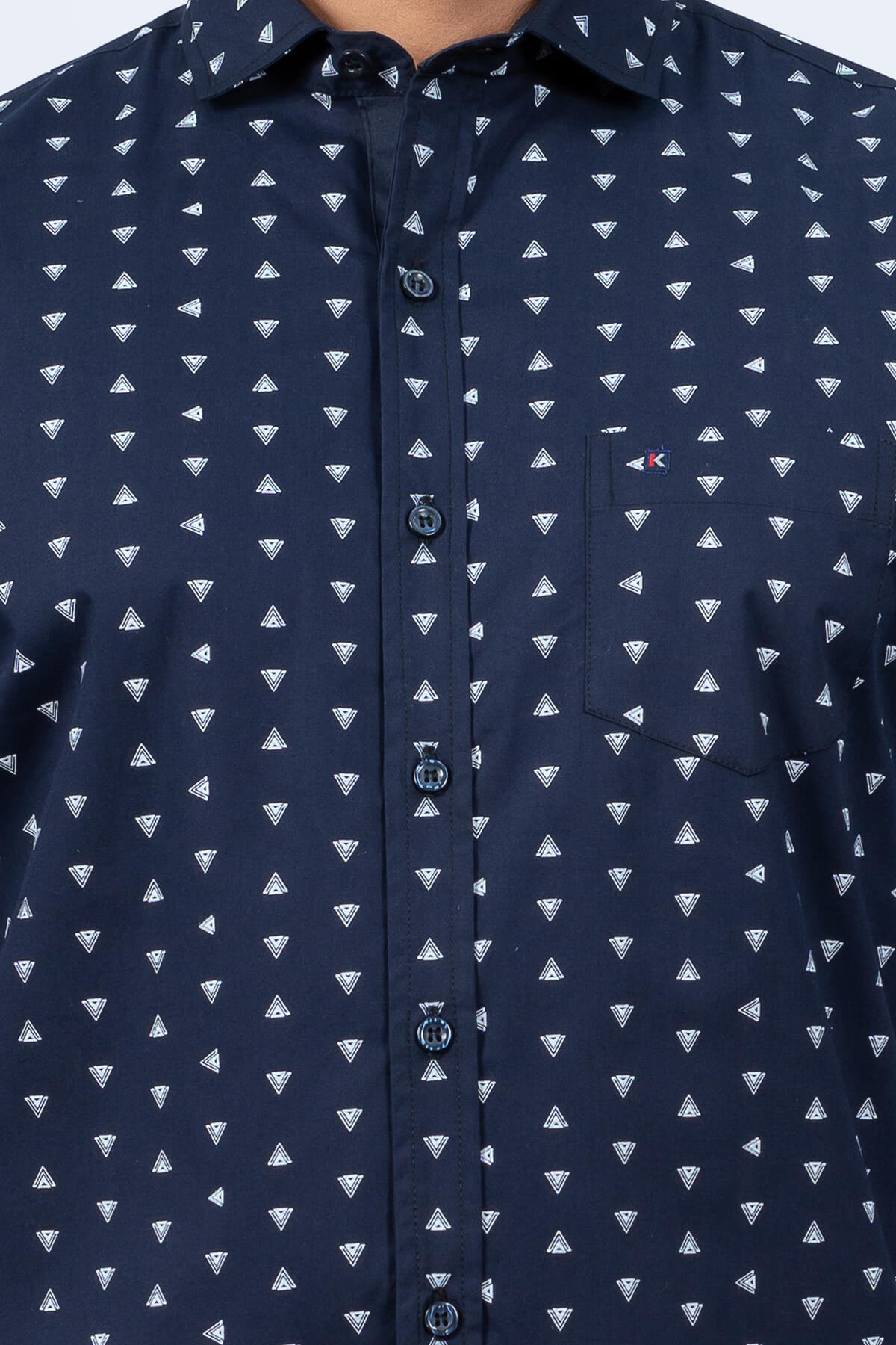 Mens Navy White Cotton Shirt